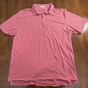 Peter Millar Short Sleeve Polo Shirt Pima Cotton Silk Red Striped Men's Size XL